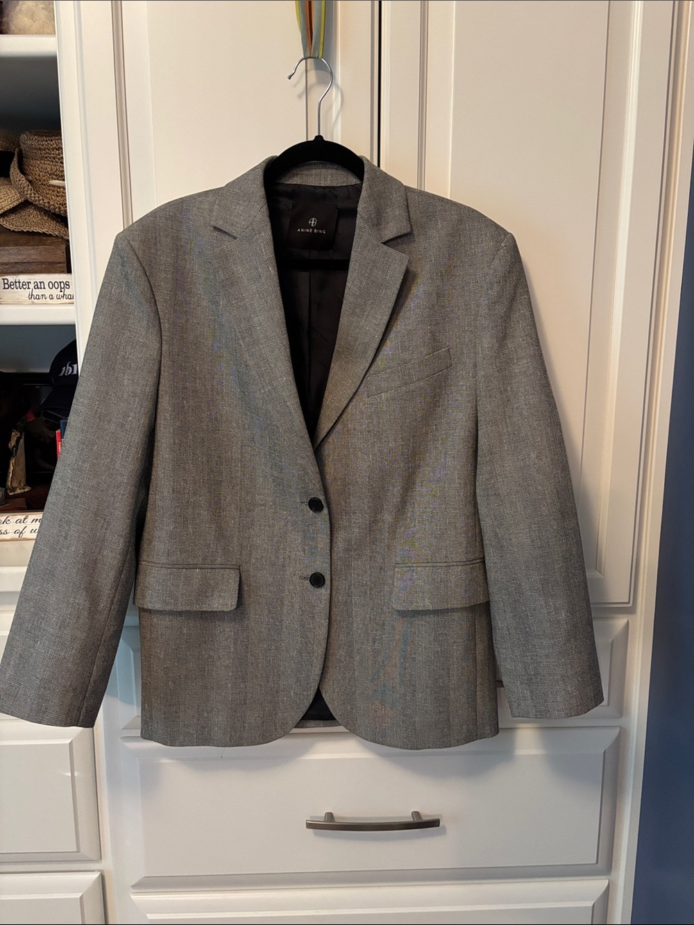 Anine Bing Quinn Blazer Small Herringbone black/white S